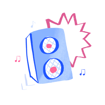 Audio speaker with music notes PNG, SVG