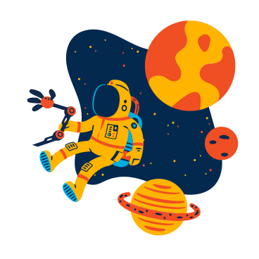 Space adventures animated illustration in GIF, Lottie (JSON), AE