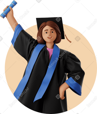 3D graduated student with diploma PNG, SVG