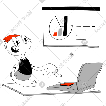 Man making a presentation with charts PNG, SVG