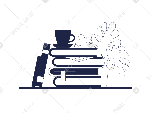 Books and coffee on table PNG, SVG