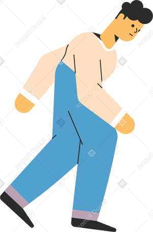 curly man walking Illustration in PNG, SVG