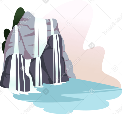 waterfall Illustration in PNG, SVG