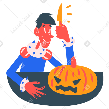 Pumpkin carving Illustration in PNG, SVG