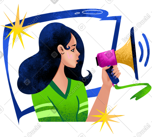 用扩音器说话的女人 PNG, SVG