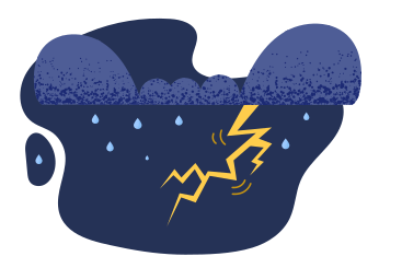 Rain and thunderstorm in the night sky PNG, SVG