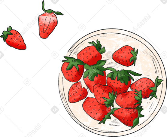 white plate with red strawberries PNG, SVG