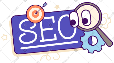 Lettering SEO with target and magnifier text PNG, SVG