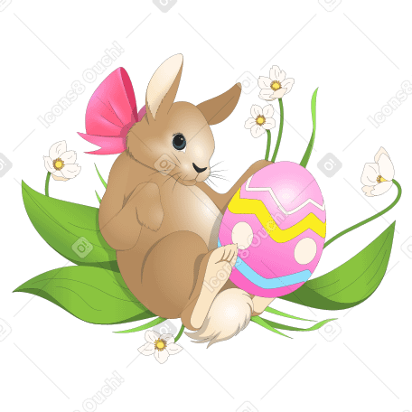 부활절 달걀을 들고 있는 부활절 토끼 PNG, SVG