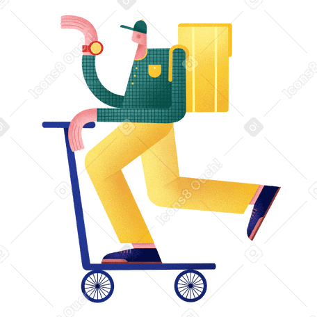 Man in uniform on a scooter works as a deliveryman Illustration in PNG, SVG