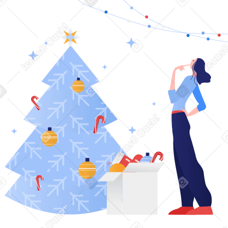 Preparing for Christmas Illustration in PNG, SVG