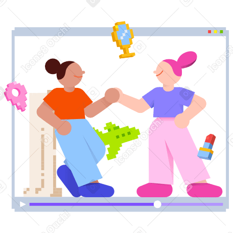 Two female bloggers doing a collaboration PNG, SVG