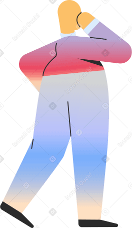 chubby adult standing back Illustration in PNG, SVG
