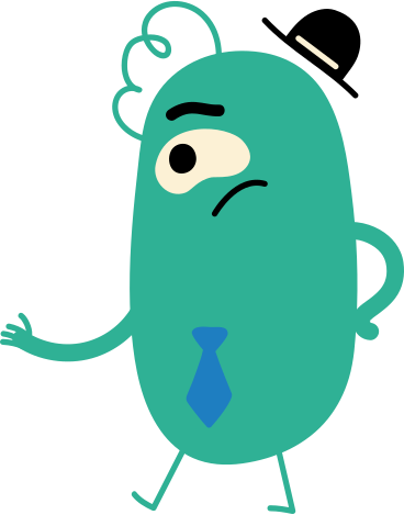 green character in tie PNG, SVG