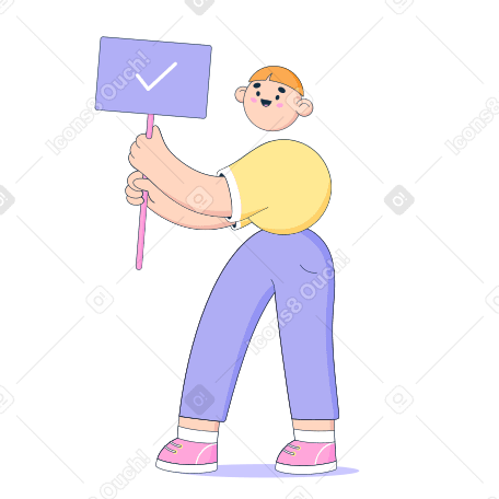 Man with check mark sign Illustration in PNG, SVG