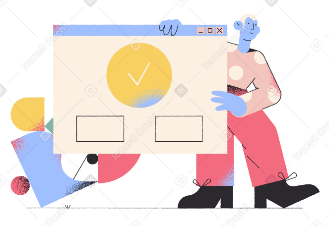 Man holding dialog box with checkmark PNG, SVG