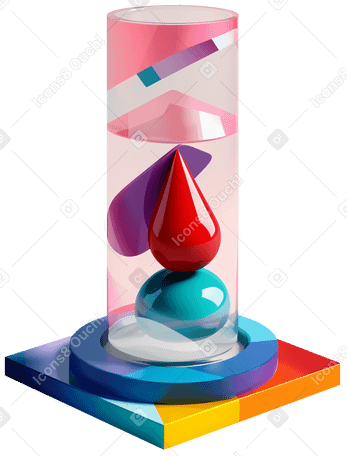 3D Lámpara de lava colorida abstracta con formas PNG, SVG