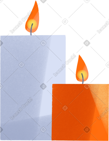 Light blue and orange candles PNG, SVG