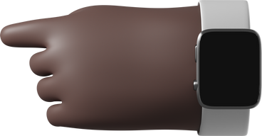 Mano de piel negra con reloj inteligente apagado apuntando a la izquierda PNG, SVG