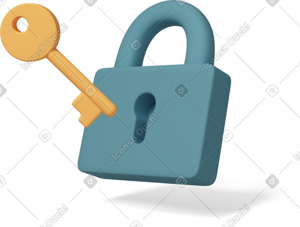 3D lock with key PNG, SVG