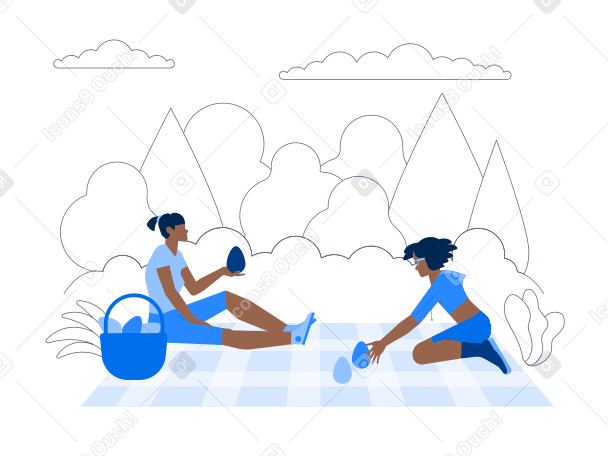 Women on Easter hunt Illustration in PNG, SVG
