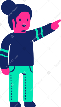 woman smiling pointing up Illustration in PNG, SVG