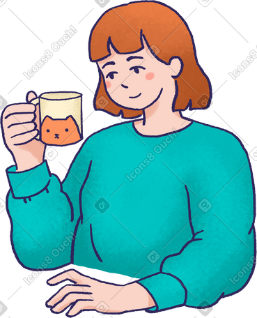 young woman holding cup PNG, SVG