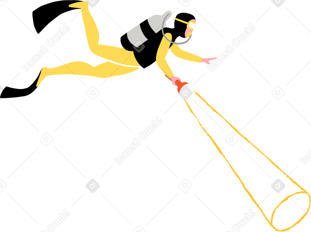 diver with flashlight Illustration in PNG, SVG