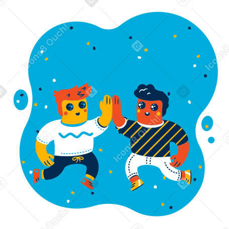 Happy men giving each other a high five PNG, SVG