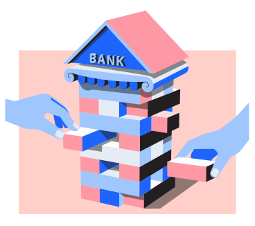 Investimenti bancari, una metafora di jenga  PNG, SVG