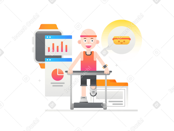 Running on a treadmill Illustration in PNG, SVG