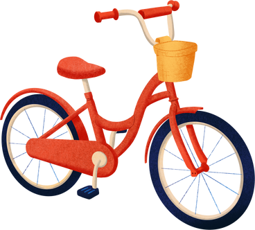 red bicycle with a yellow basket PNG, SVG