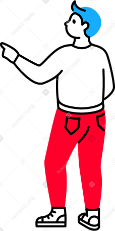 man from the back shows a finger Illustration in PNG, SVG