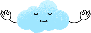 cloud with hands and face is meditating PNG, SVG