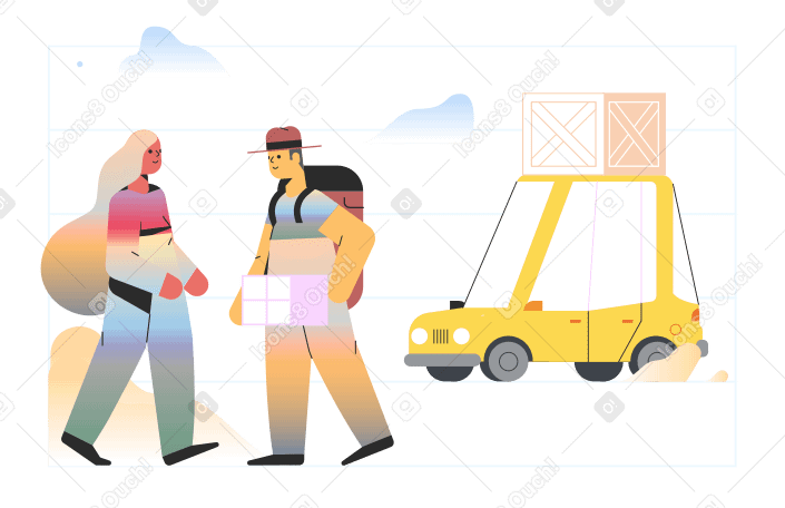 Deliveryman giving a parcel to a woman PNG, SVG