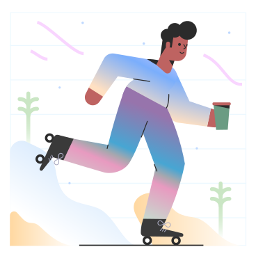 Man on roller skates with a glass in hand PNG, SVG
