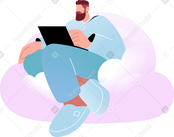 man sitting on a cloud with laptop PNG, SVG