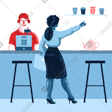 Woman ordering coffee in a cafe PNG, SVG