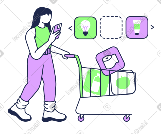 女人用购物车网上购物 PNG, SVG