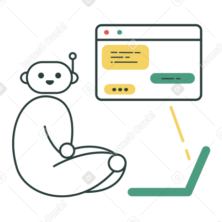 Chatbot conversando com cliente no laptop PNG, SVG