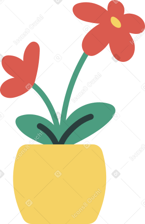 냄비에 꽃 PNG, SVG