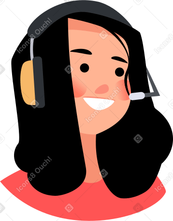 girl in headphones with a microphone Illustration in PNG, SVG