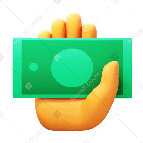 3D cash in hand PNG, SVG