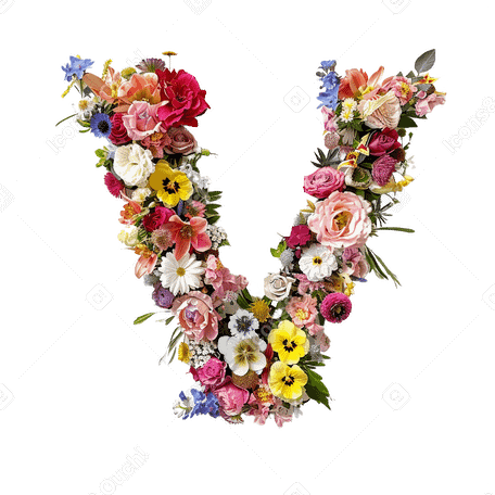 flower letter v PNG, SVG