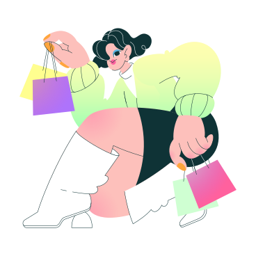 Девушка довольна покупками в PNG, SVG