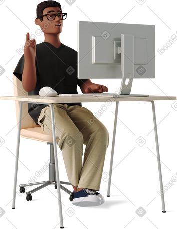 3D man has an idea PNG, SVG