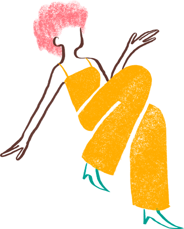 woman with curly hair sitting with her leg up PNG, SVG