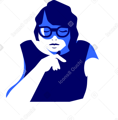 girl with glasses closed her eyes Illustration in PNG, SVG
