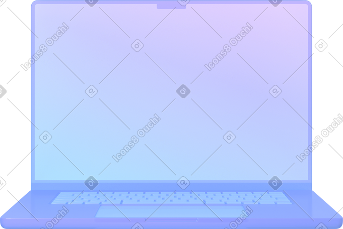 3D front view of glass laptop PNG, SVG