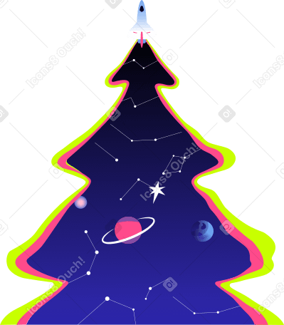festive space christmas tree Illustration in PNG, SVG